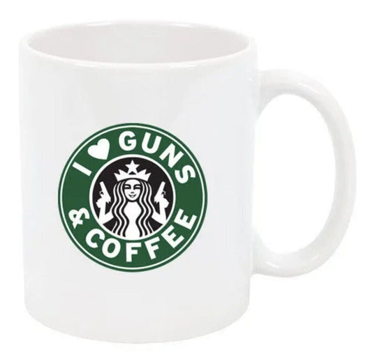 I ♥ Guns and Coffee - Funny Coffee Cup - 15oz Mug